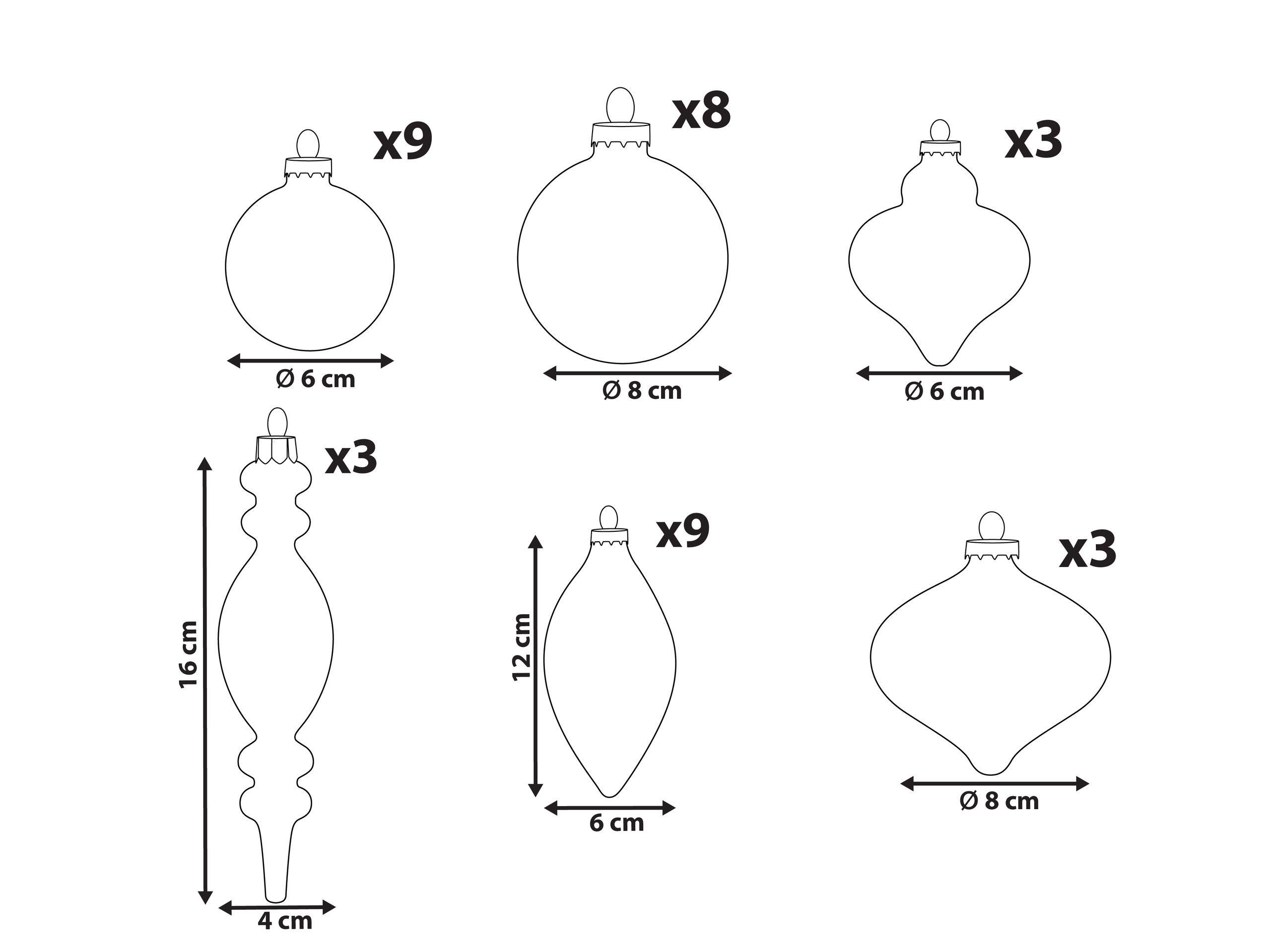 Beliani Set di 35 palline decorative en Vetro Glamour SNOWFALL  