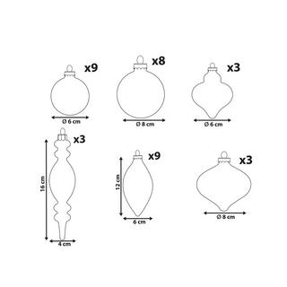 Beliani Set di 35 palline decorative en Vetro Glamour SNOWFALL  