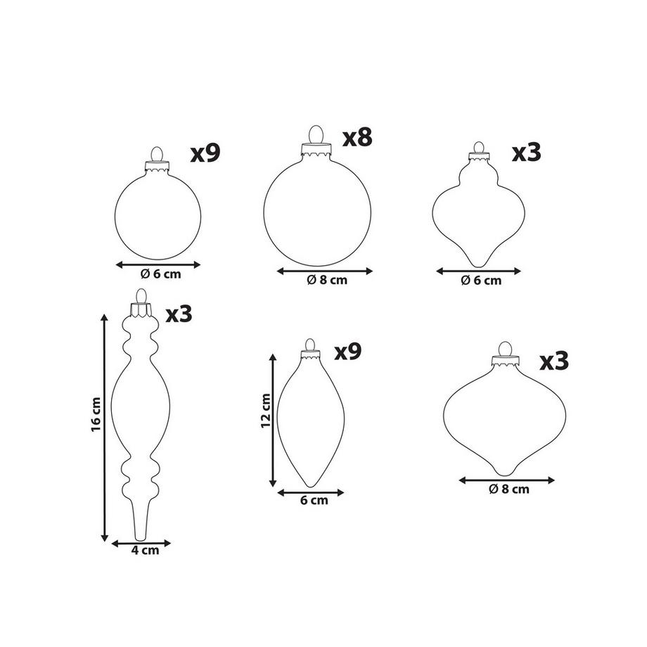 Beliani Lot de 35 boules en Verre Glamour SNOWFALL  