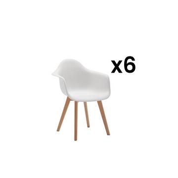 Sedie con braccioli in Polipropilene e Faggio Bianco Lotto di 6 VIXI