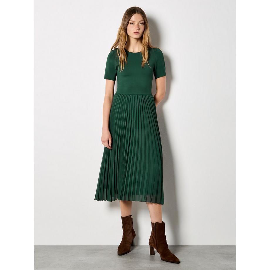 Rippstrick-Chiffonrock-Midikleid