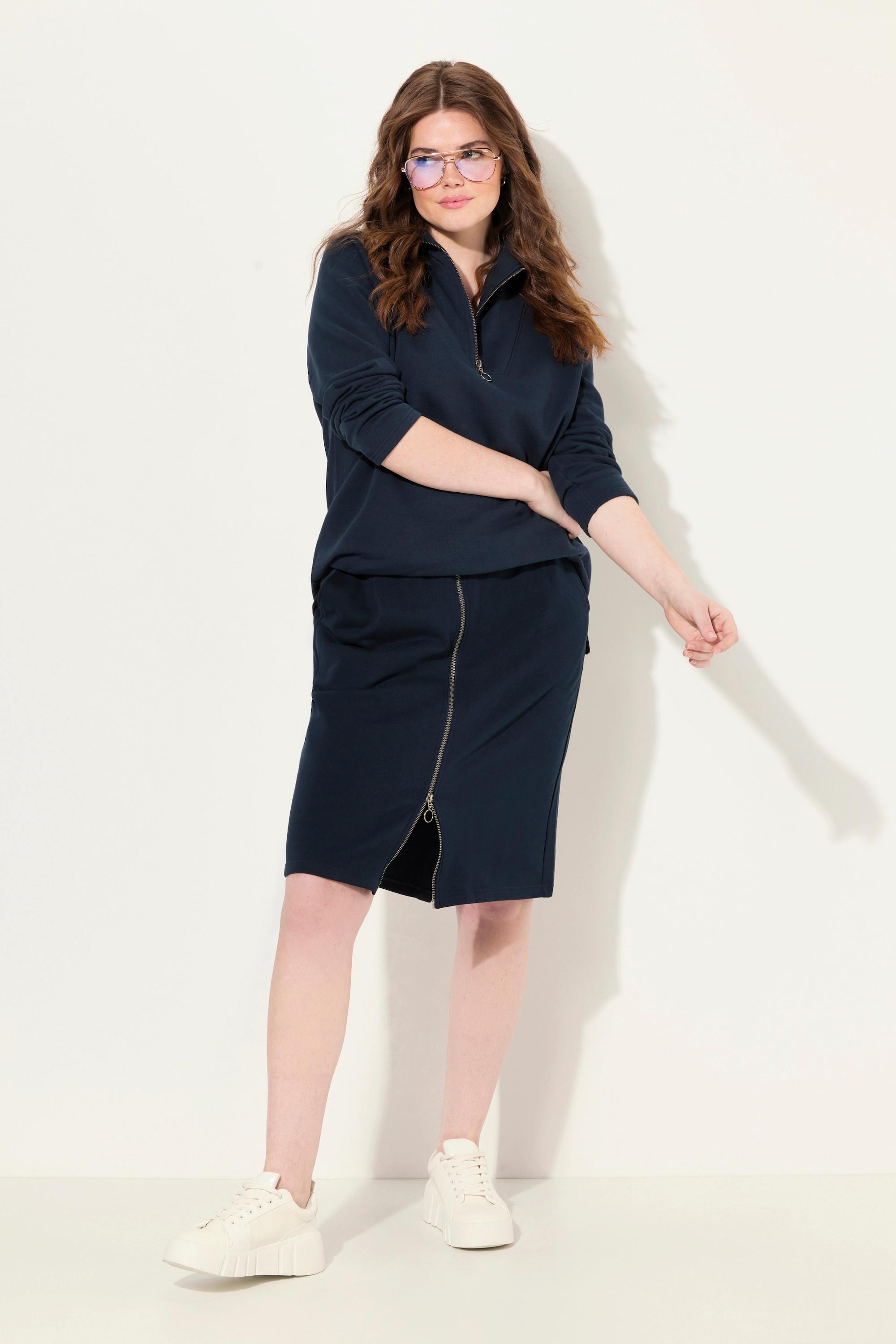 Ulla Popken Gonna di felpa con cerniera e tasche  