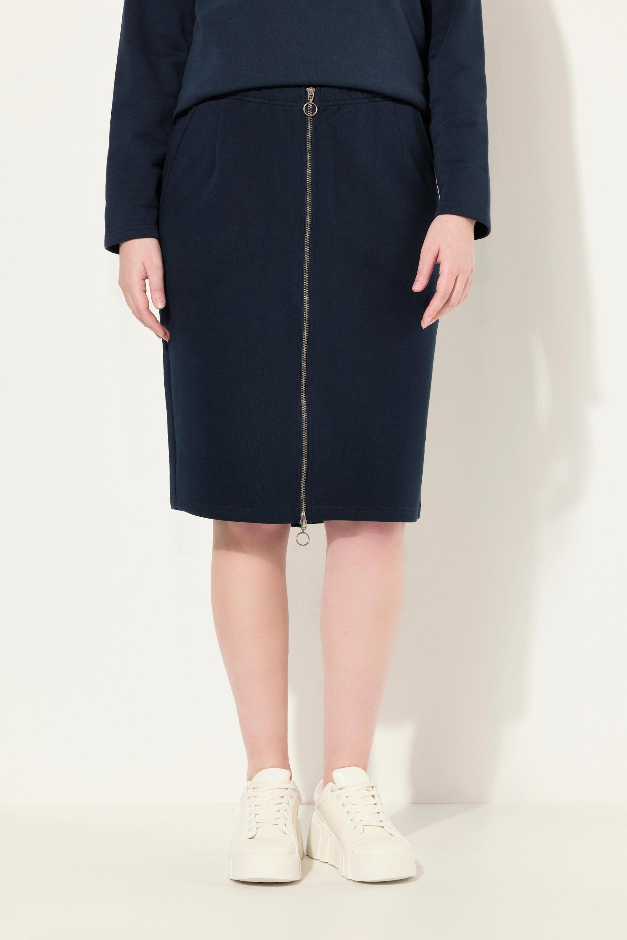 Ulla Popken Gonna di felpa con cerniera e tasche  