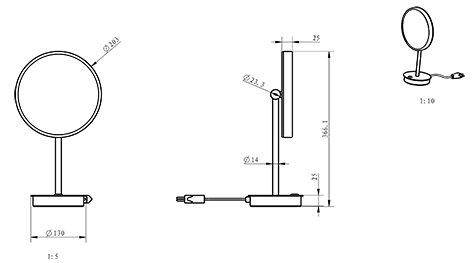 diaqua Miroir cosmétique LED Maia noir, avec cable  