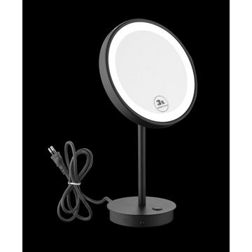 Miroir cosmétique LED Maia noir, avec cable