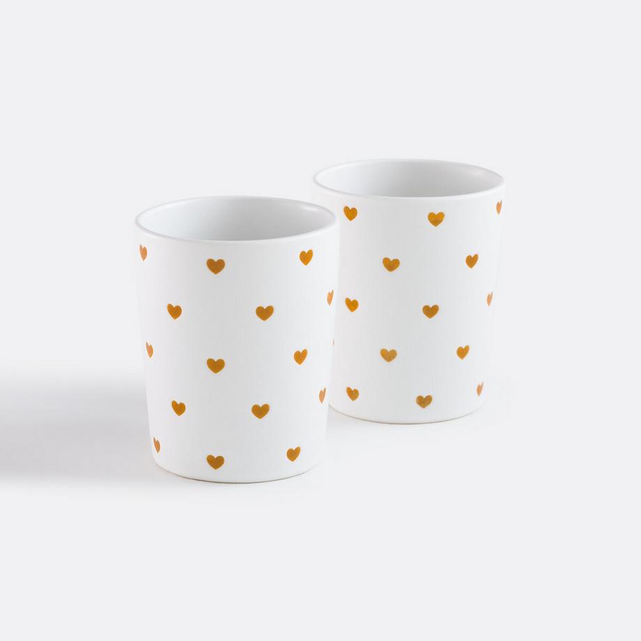 Lot de 2 tasses imprimé coeurs