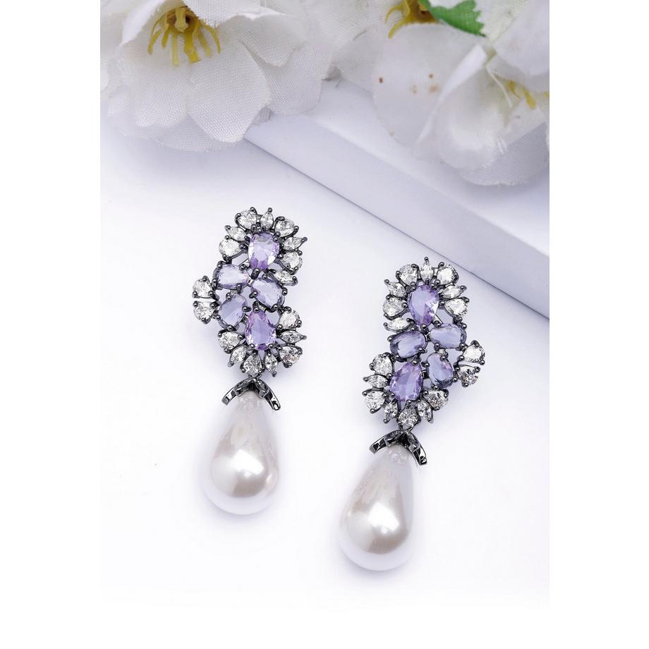 AVANT-GARDE PARIS  Boucle d'oreille goutte perle violette élégante 