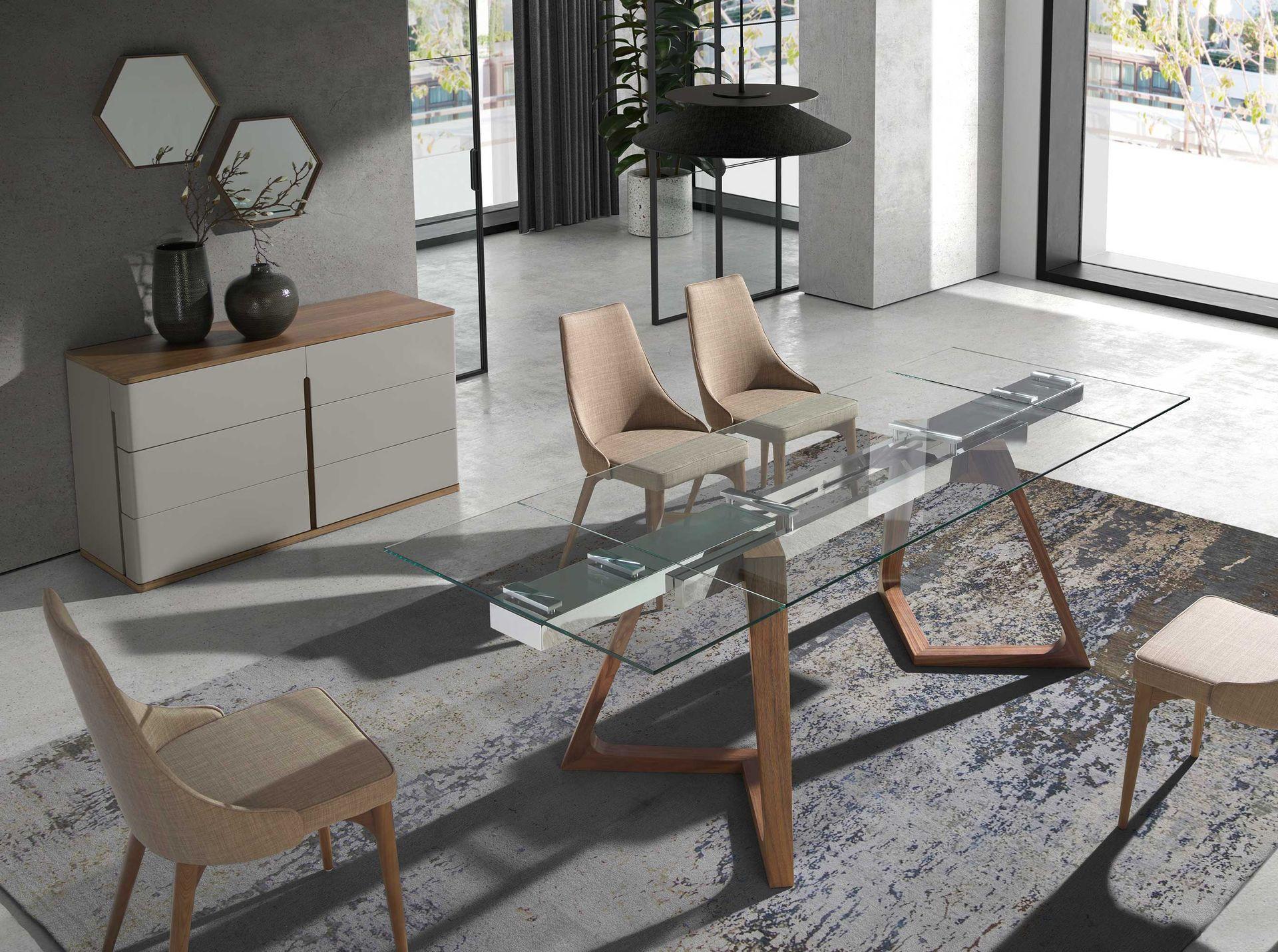 ANGEL CERDA Miroir mural hexagonale noyer  