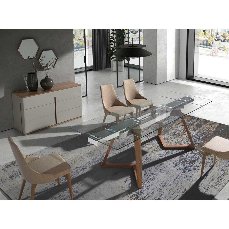 ANGEL CERDA Wandspiegel sechseckig Walnuss  