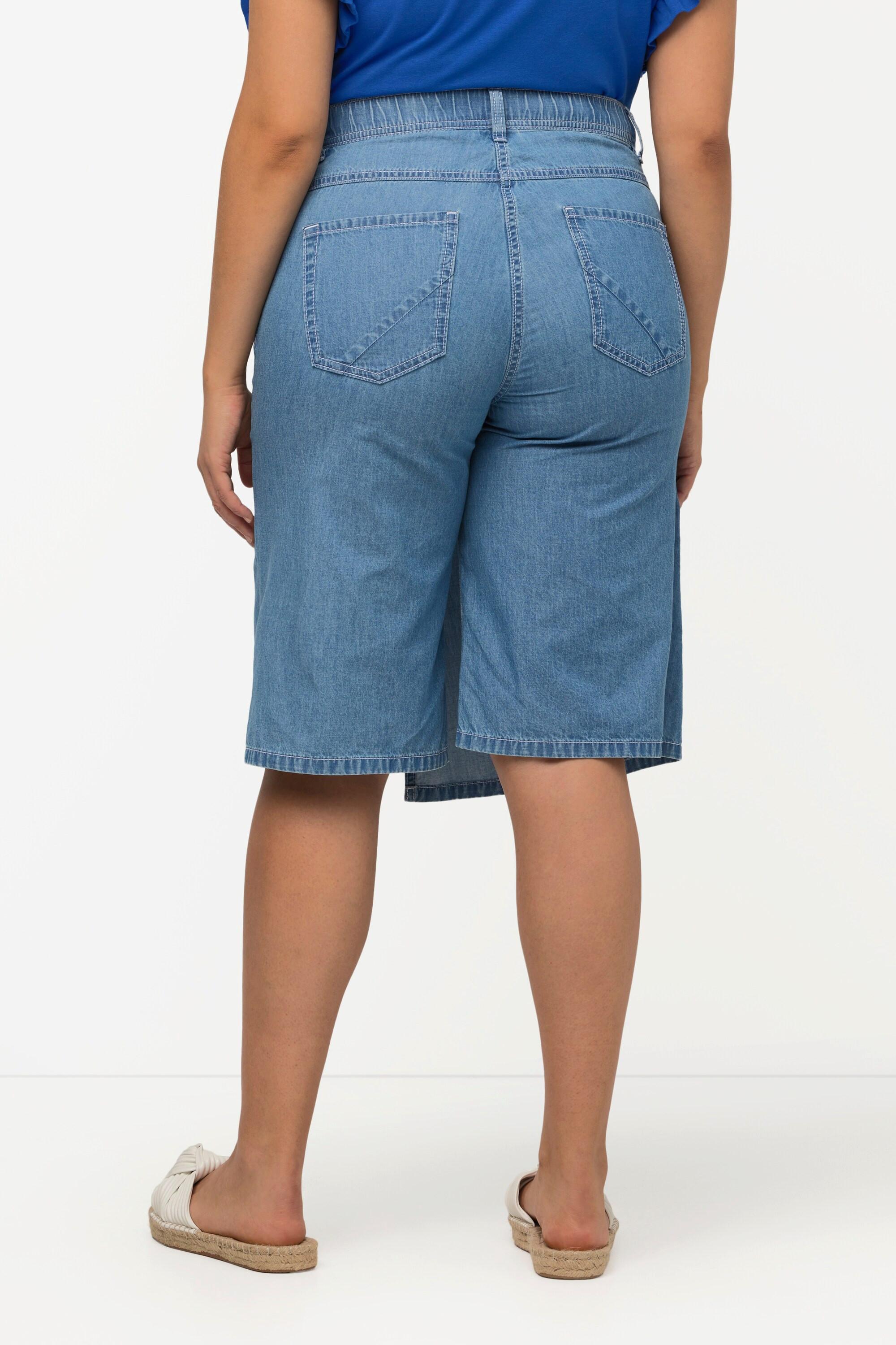 Ulla Popken  Short Mary en jean. Coupe 5 poches, taille élastique. 