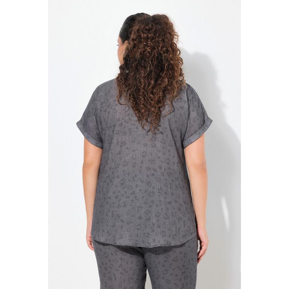 Ulla Popken Blusa Tunica Oversize in Mussola Mezza Manica  
