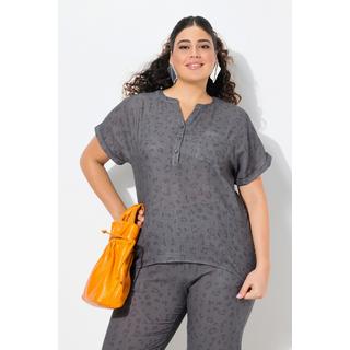 Ulla Popken Blouse Tunique Oversize en Mousseline Manches Courtes  