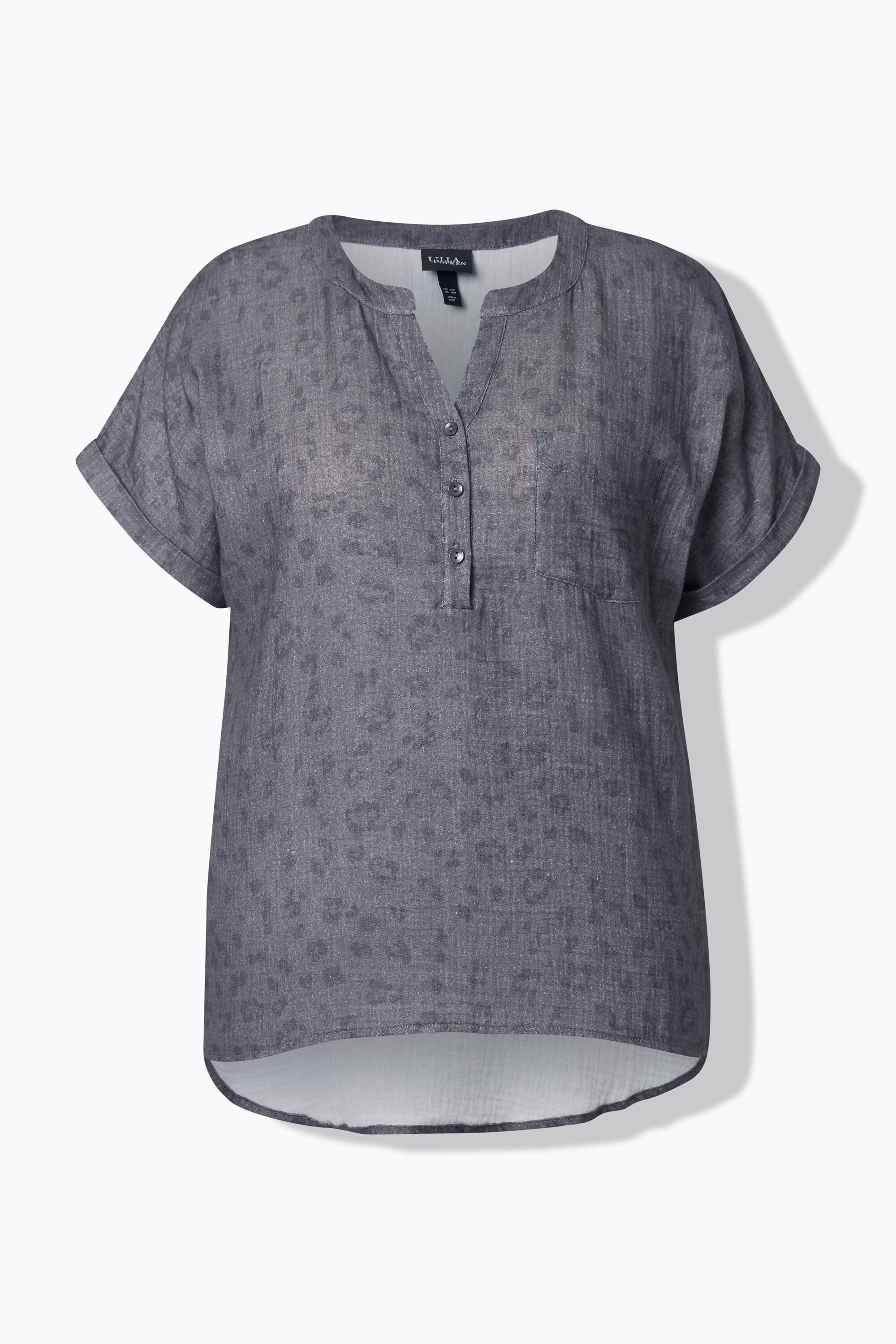 Ulla Popken Blouse Tunique Oversize en Mousseline Manches Courtes  