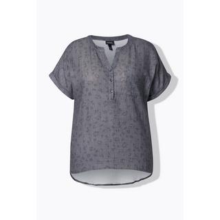 Ulla Popken Blouse Tunique Oversize en Mousseline Manches Courtes  