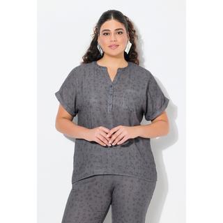 Ulla Popken Blouse Tunique Oversize en Mousseline Manches Courtes  