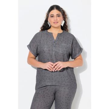 Blusa dal taglio oversize in mussola con scollo a tunica e mezze maniche