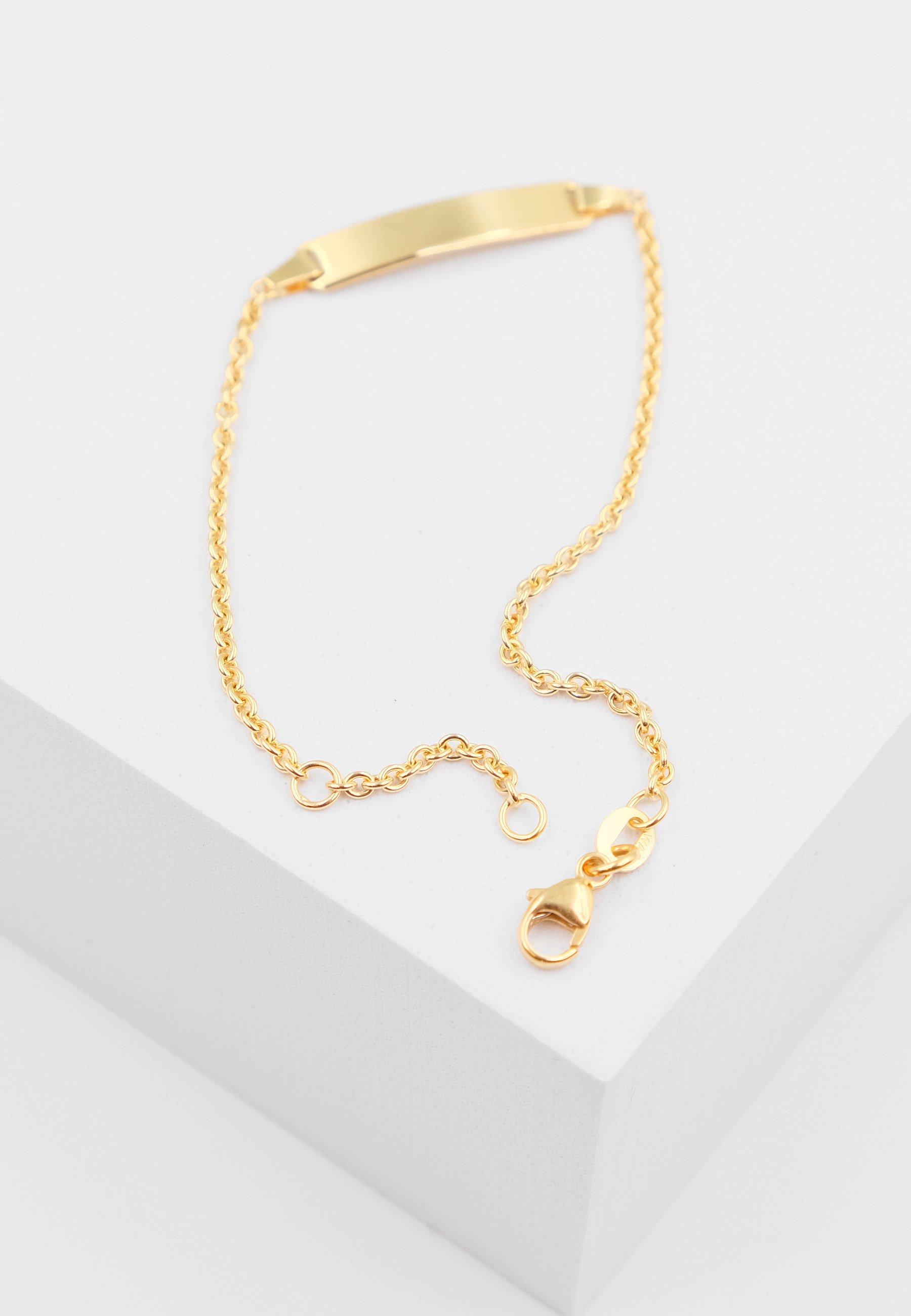 MUAU Schmuck  Bracelet d'identité rond forçat or jaune 750, 2mm, 14cm 