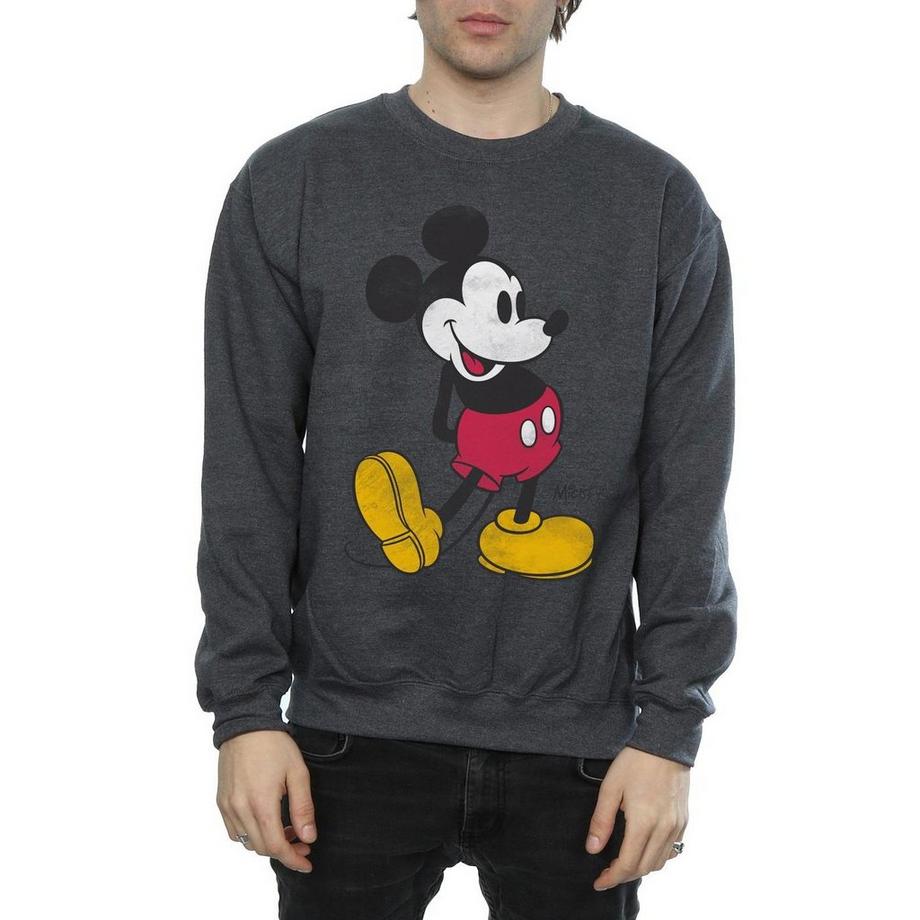 Disney Mickey Mouse Distressed Print Slim Fit Sweatshirt  