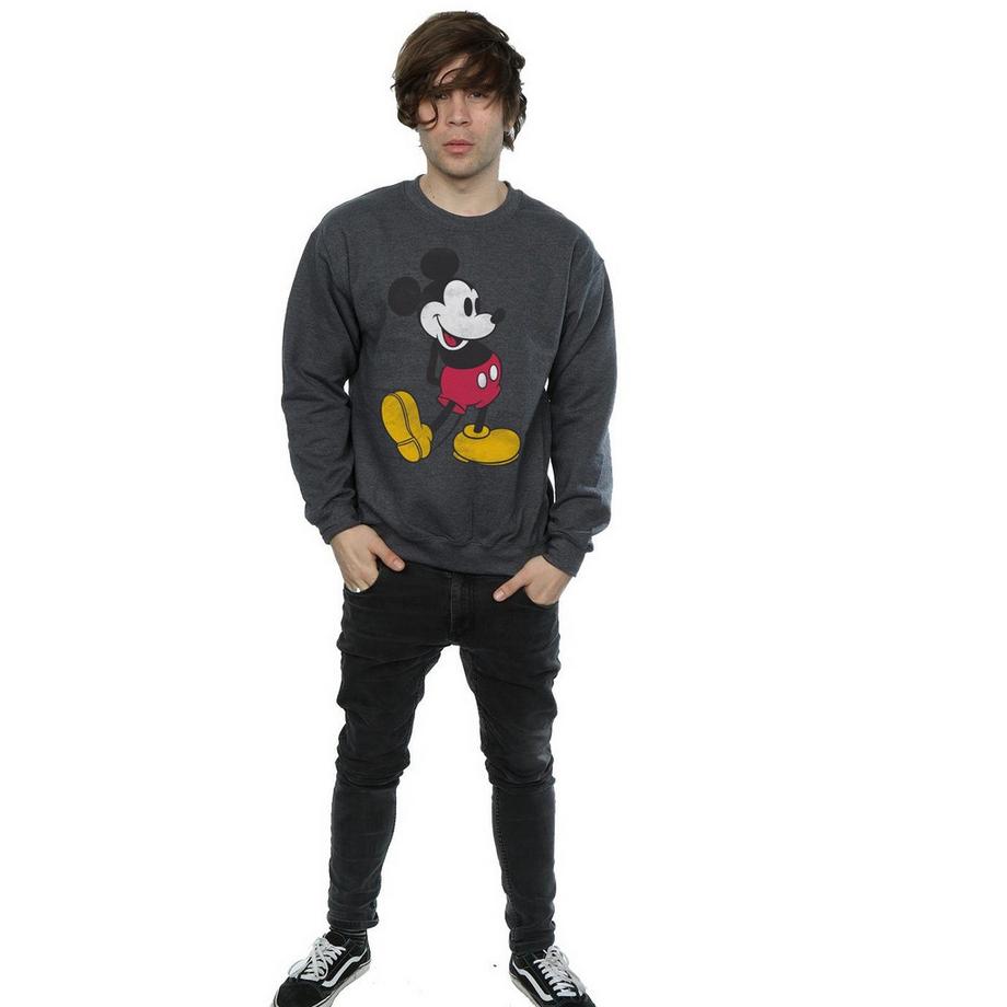 Disney Mickey Mouse Distressed Print Slim Fit Sweatshirt  