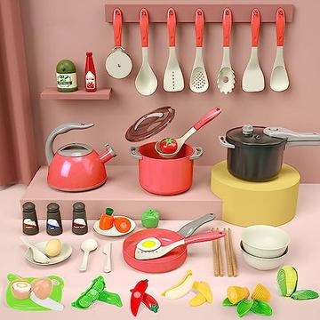 Ensemble de jouets de cuisine 41 pièces, jeu de rôle pour enfants, jouet de simulation de cuisine, ustensiles de cuisine, kit de jouets de poêle, accessoires de cuisine, casseroles et poêles