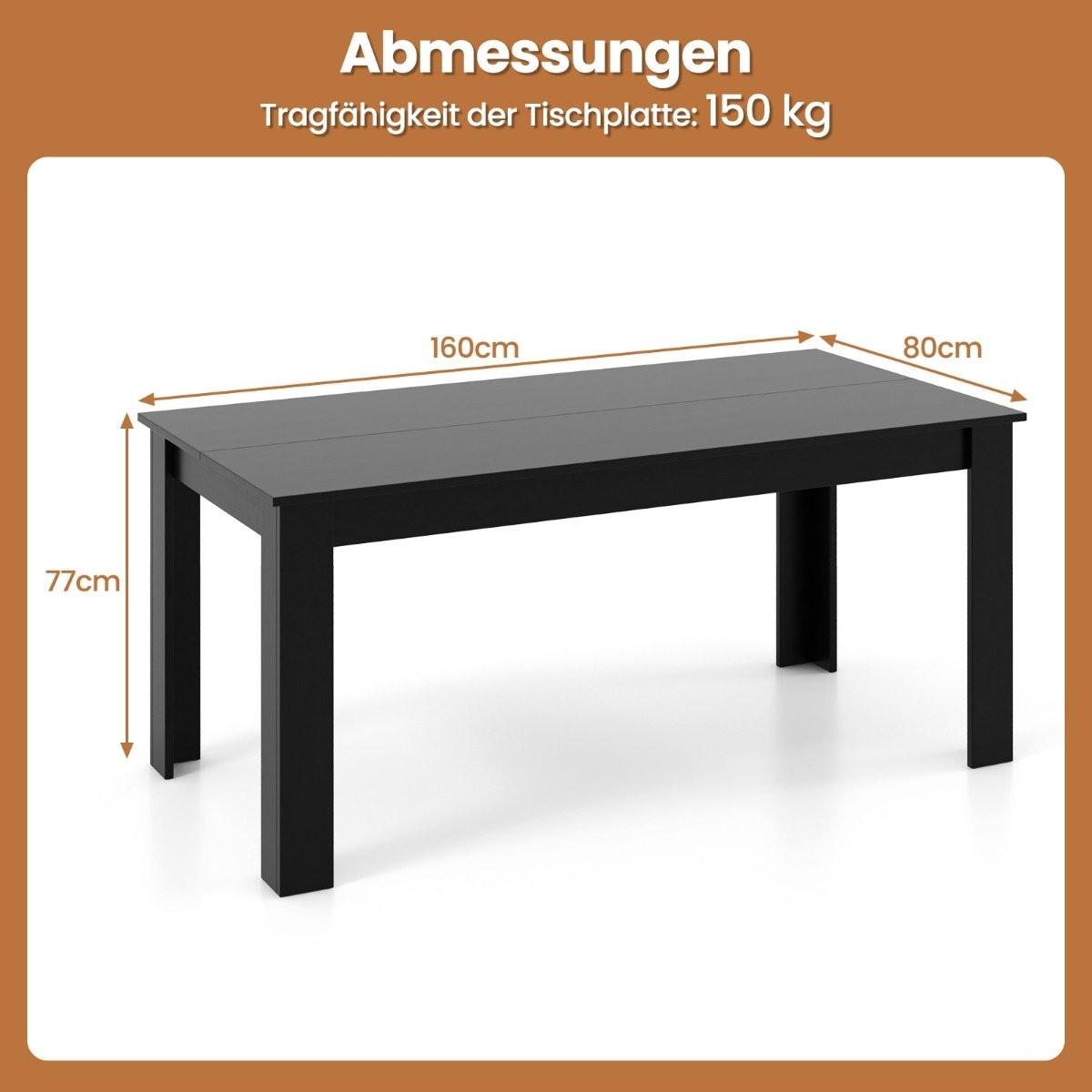 Northix Table à manger extensible de 160 cm de long, table de cuisine moderne pouvant accueillir jusqu'à 8 personnes  
