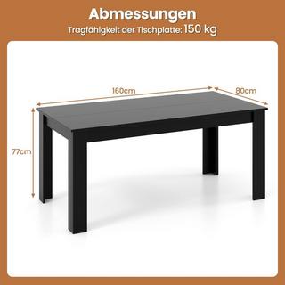 Northix Table à manger extensible de 160 cm de long, table de cuisine moderne pouvant accueillir jusqu'à 8 personnes  