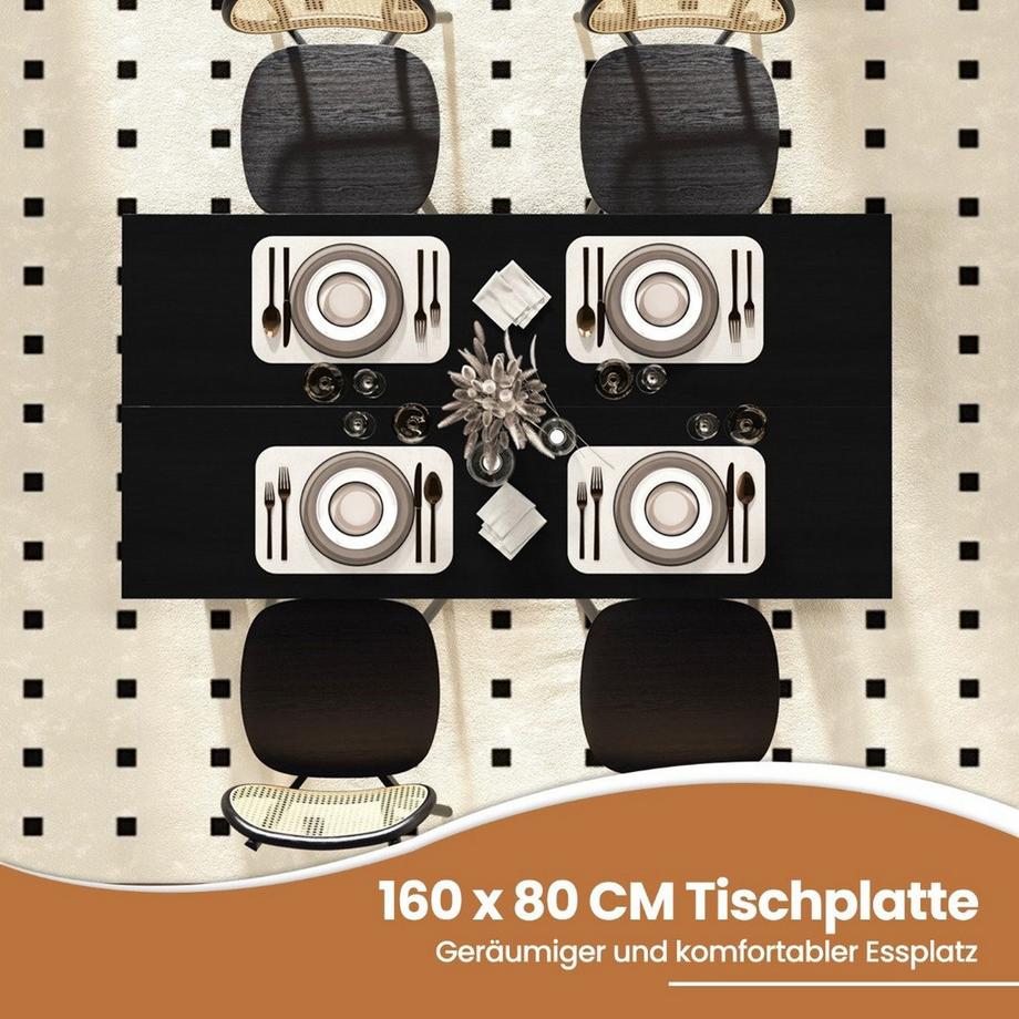 160 cm langer ausziehbarer Esstisch moderner Küchentisch mit Platz für bis zu 8 Personen