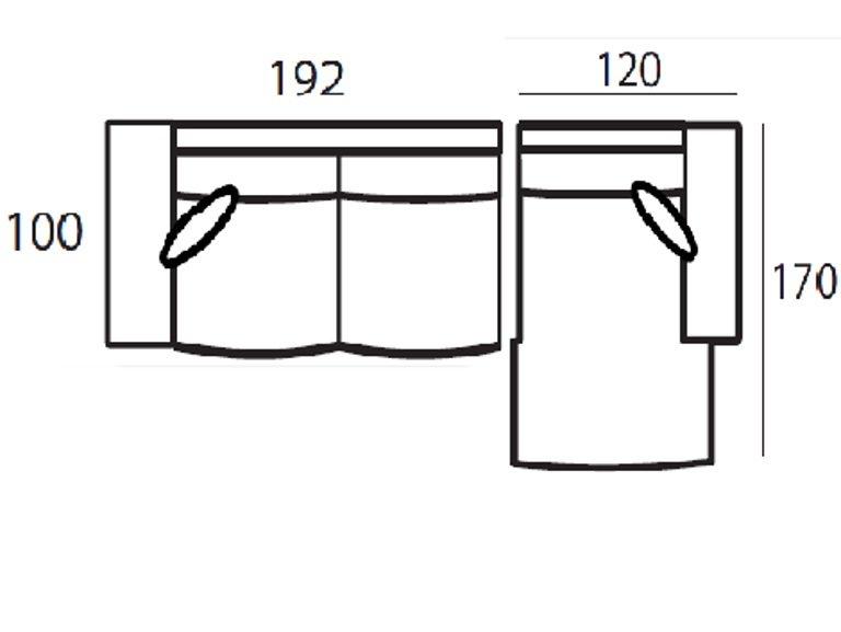 mutoni Canapé d'angle Santos pouf droit gris 312  