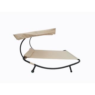 VCM Doppelliege | Gartenliege für zwei Personen | Maße H. 137 x B. 180 x T. 200 cm | mit Rollen | Zweier Sonnenliege mit Dach - Bindox  