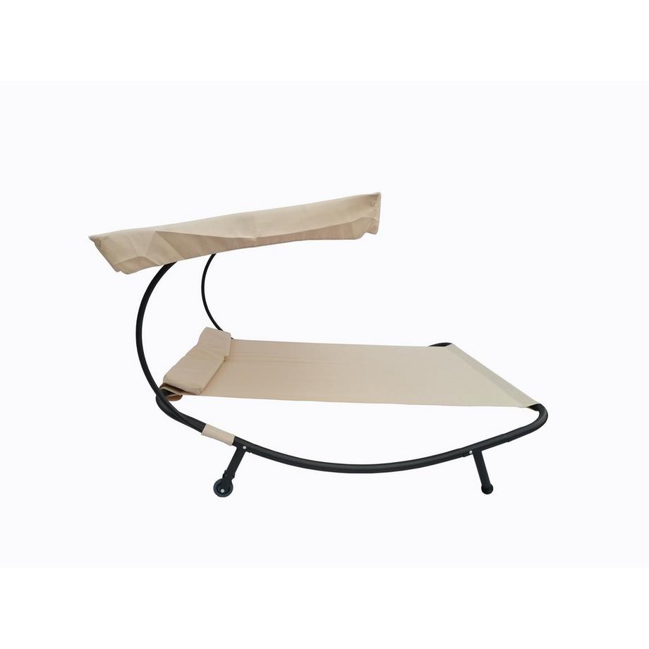 VCM Doppelliege | Gartenliege für zwei Personen | Maße H. 137 x B. 180 x T. 200 cm | mit Rollen | Zweier Sonnenliege mit Dach - Bindox  