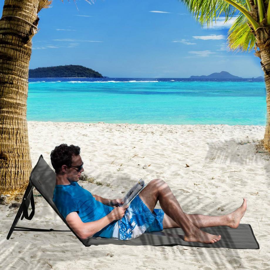 Northio  Lot De 2 Tapis De Plage, Chaise Longue De Plage Pliable, Chaise Longue Réglable, Matelas De Plage Avec Sac De Transport, Sac À Magazines, Acier, Oxford 
