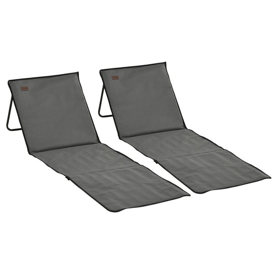 Lot De 2 Tapis De Plage, Chaise Longue De Plage Pliable, Chaise Longue Réglable, Matelas De Plage Avec Sac De Transport, Sac À Magazines, Acier, Oxford