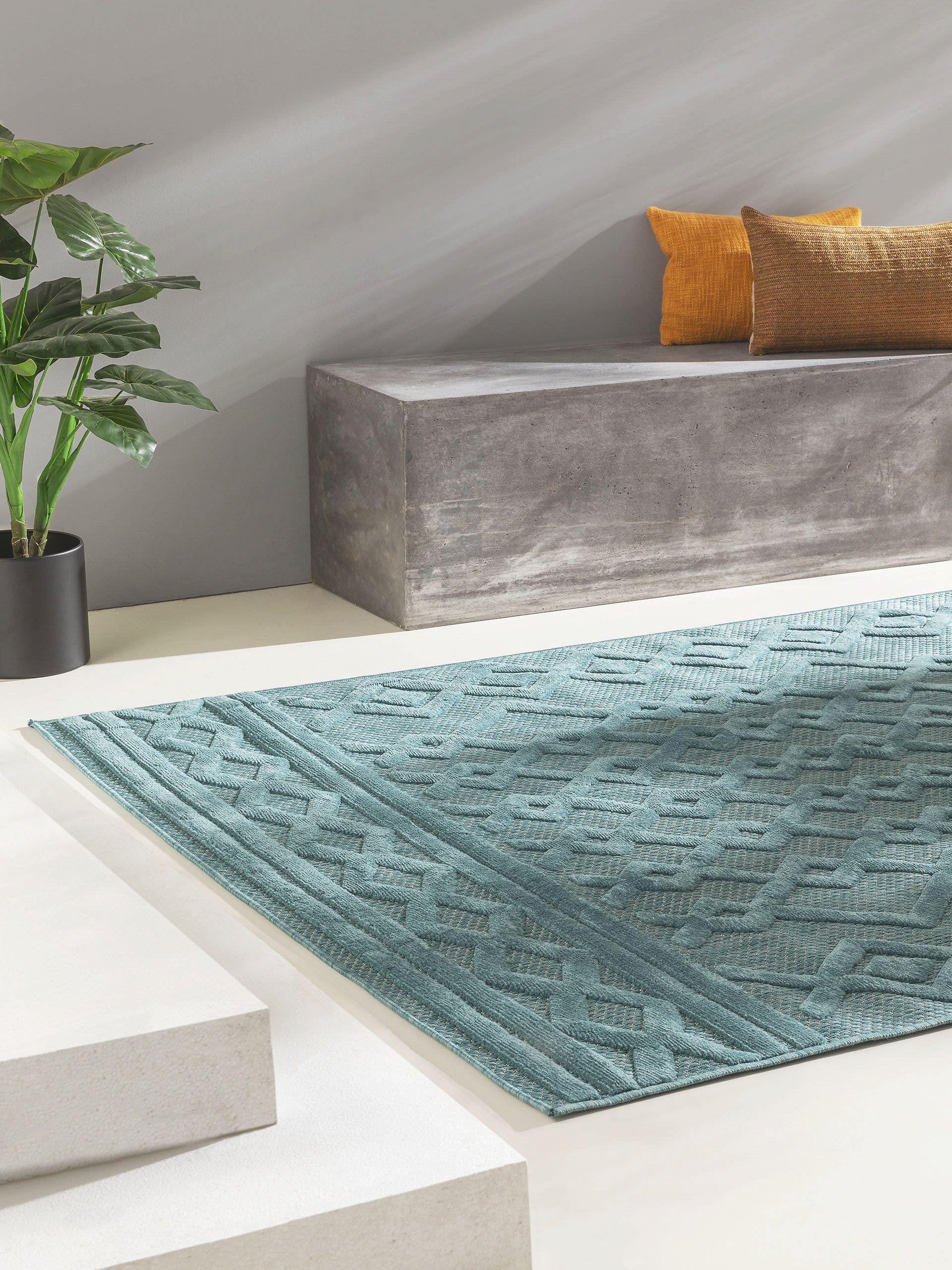 Benuta Tapis d'extérieur & intérieur Bonte Turquoise  