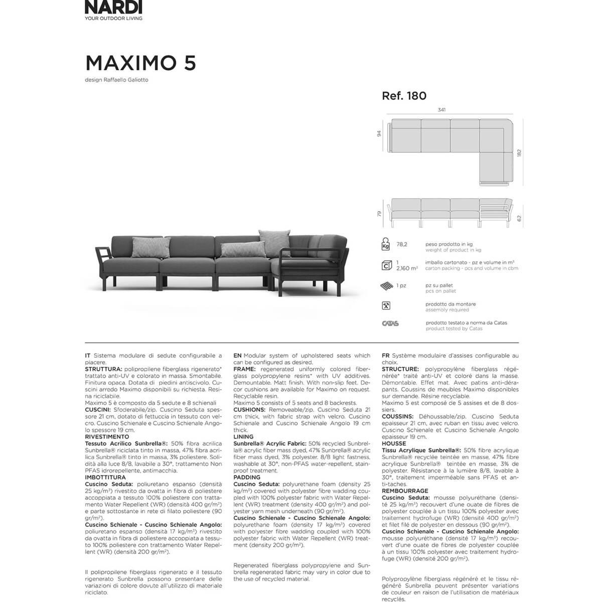NARDI outdoor Salotto da giardino Maximo verde (5-tlg)  