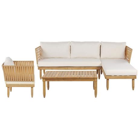 Beliani Ecksofa aus Akazienholz Boho CREMONA  