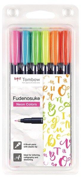 Tombow TOMBOW Kalligraphie Set WS-BH-6P Fudenosuke, 6 Farben Neon  