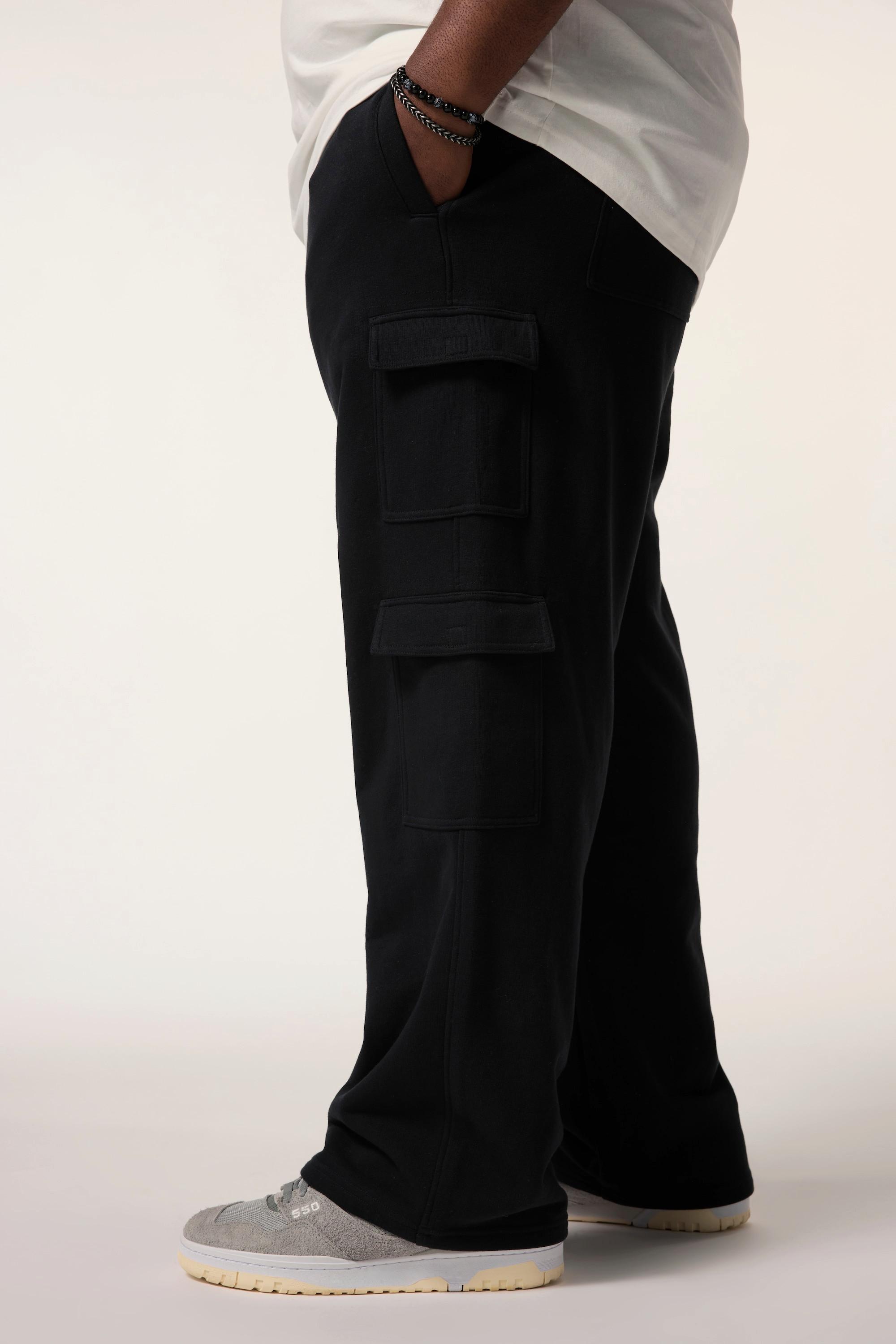 Sthuge Sweat-Cargohose Baggy Fit Elastikbund Cargotaschen  