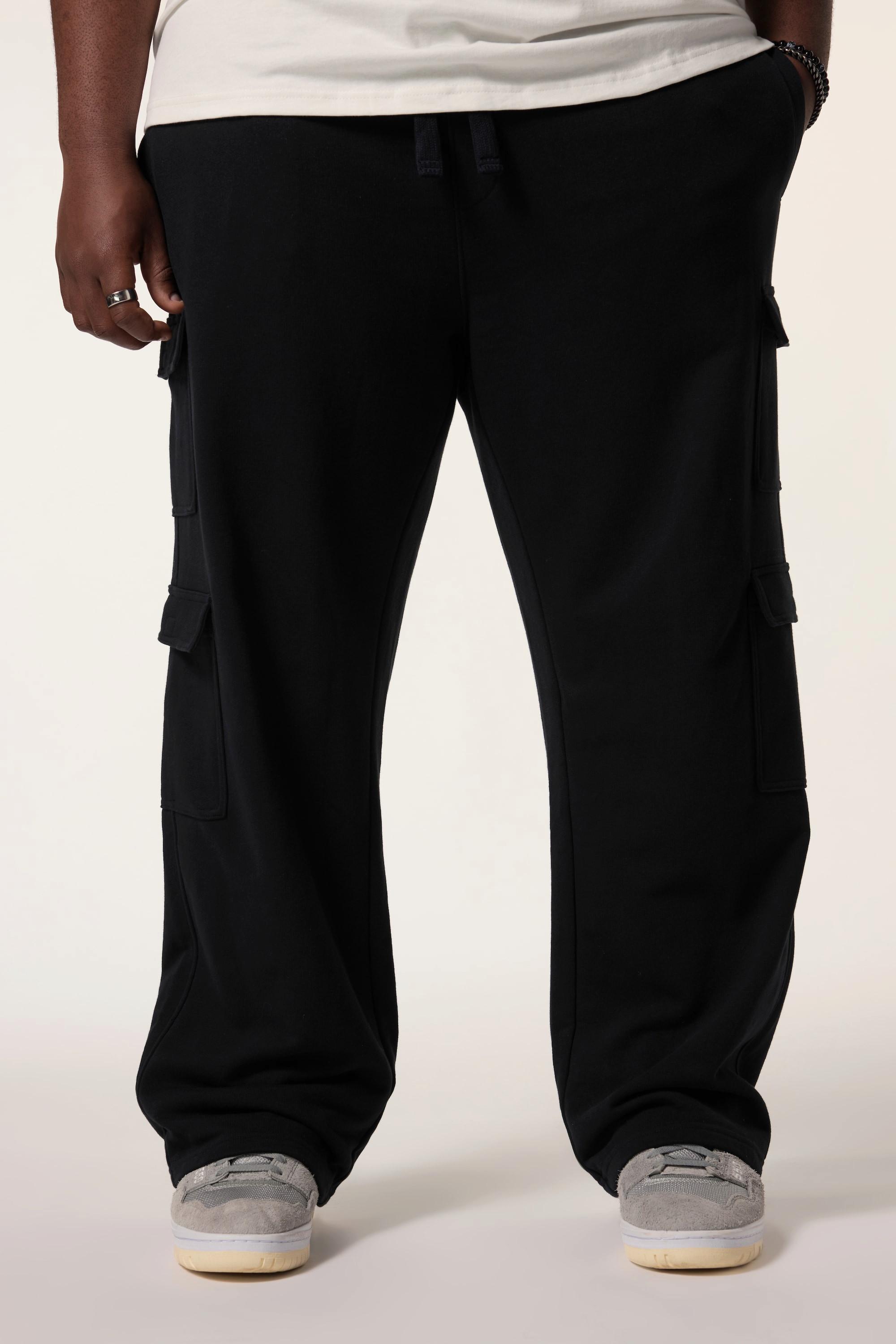 Sthuge Sweat-Cargohose Baggy Fit Elastikbund Cargotaschen  