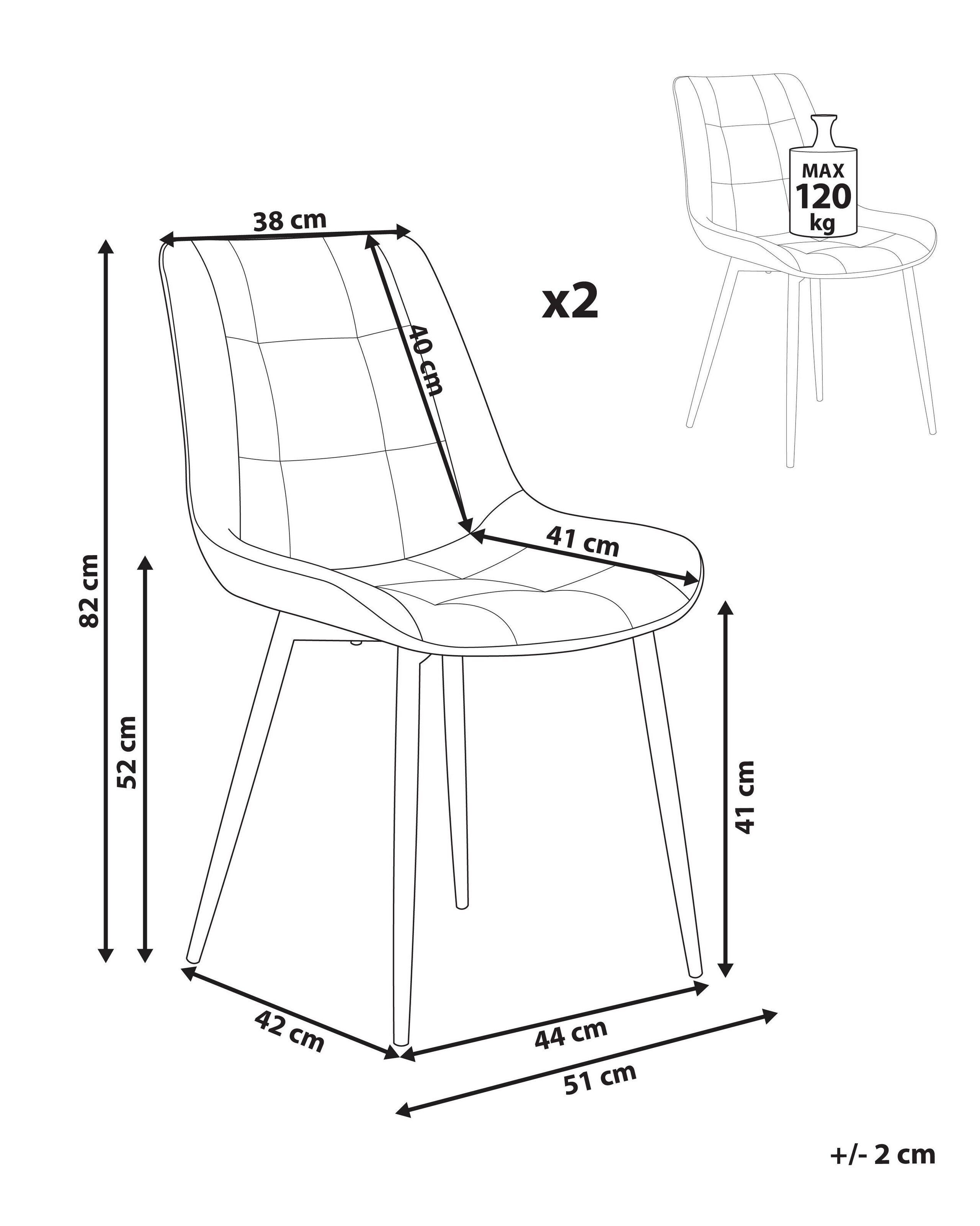 Beliani Lot de 2 chaises en Cuir PU Glamour MELROSE II  