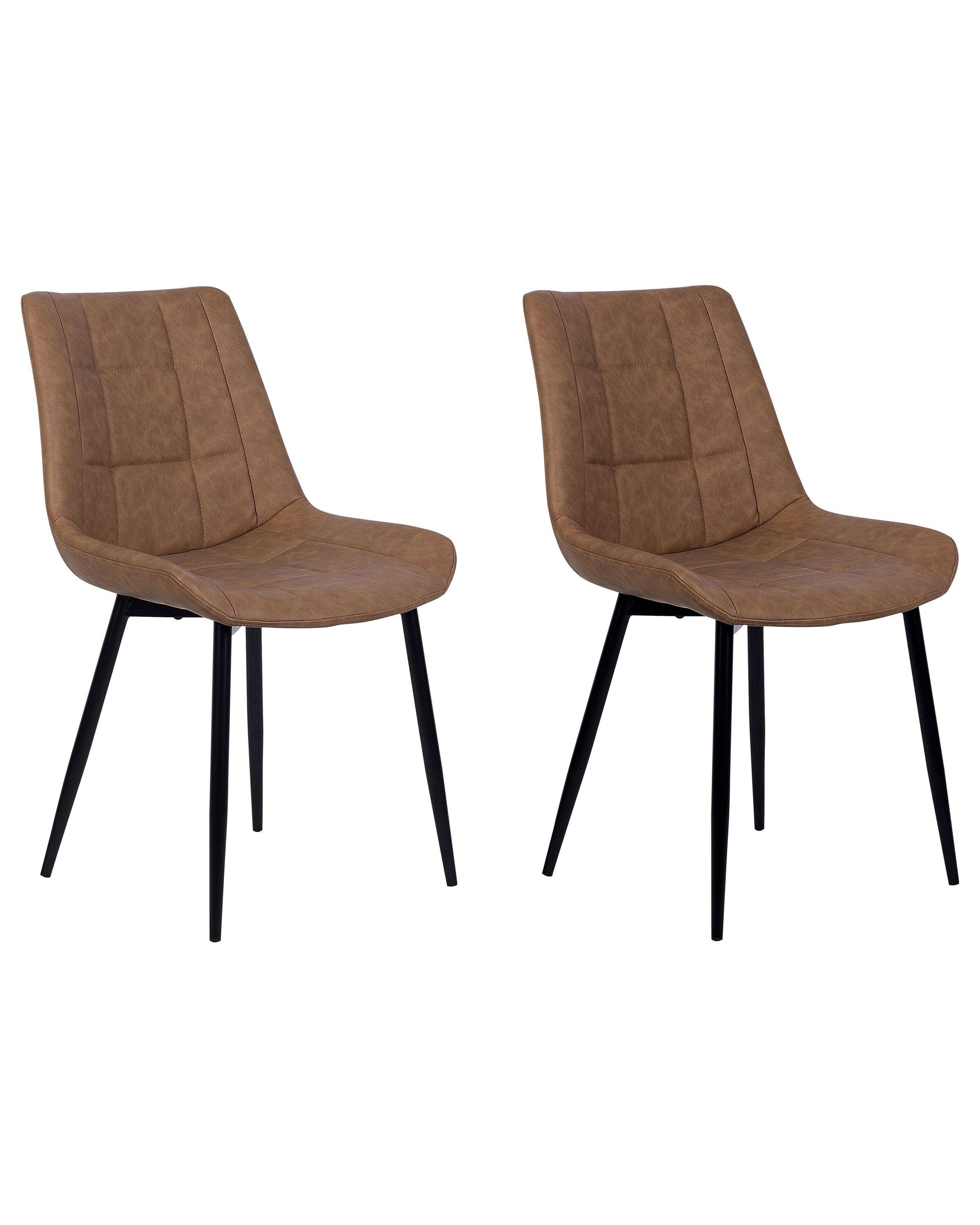 Beliani Lot de 2 chaises en Cuir PU Glamour MELROSE II  