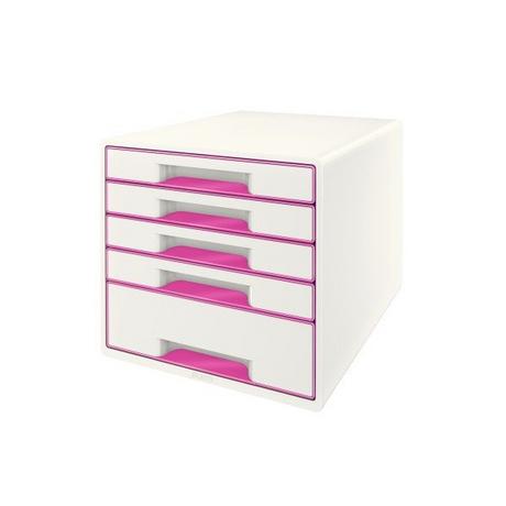 Leitz LEITZ Schubladenbox WOW Cube A4 52142023 weiss/pink, 5 Schubladen  