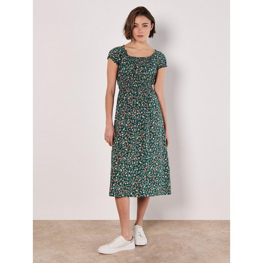 Garden Floral Milkmaid Midi-Kleid