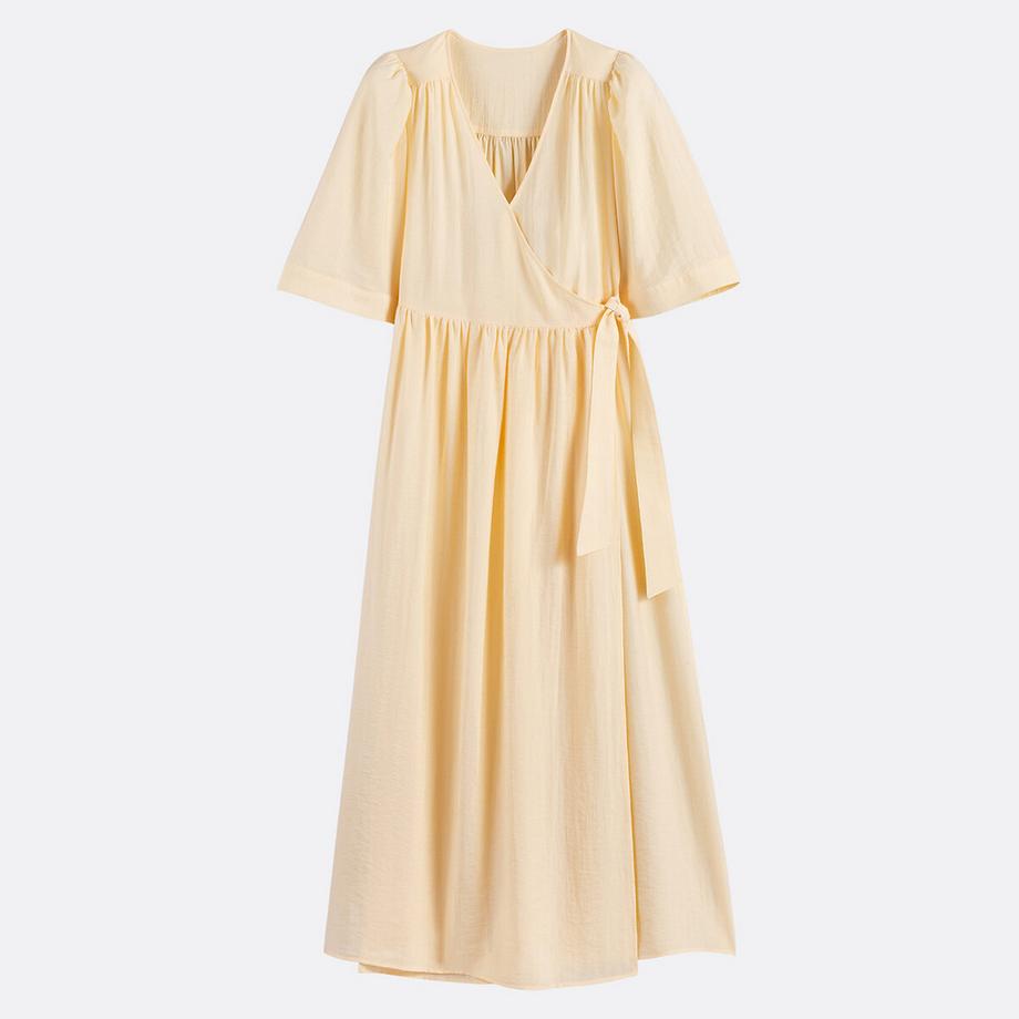 La Redoute Collections Abito lungo a portafoglio maniche corte  