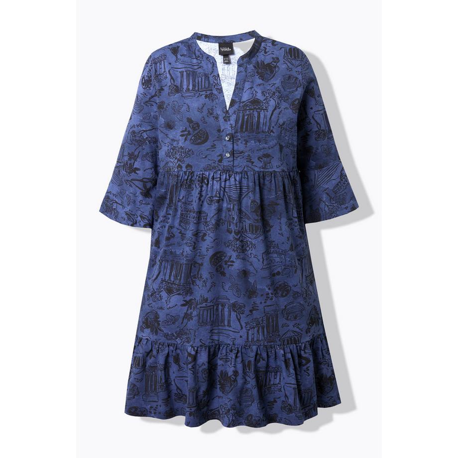 Ulla Popken Abito in jersey taglio svasato Scollo a tunica Maniche 3/4  