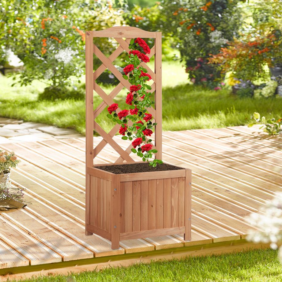 Northix 2-in-1-Pflanzkasten aus Holz mit Gitter  