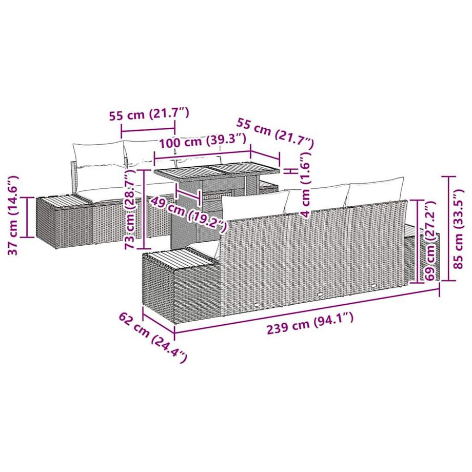 VidaXL Ensemble de meubles d'extérieur poly rattan  