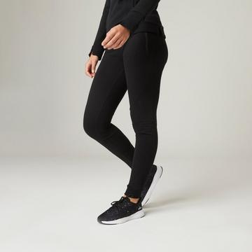 Pantalon jogging chaud Fitness poches zippées Slim Noir