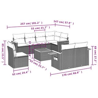 VidaXL Ensemble de canapés de jardin rotin synthétique  