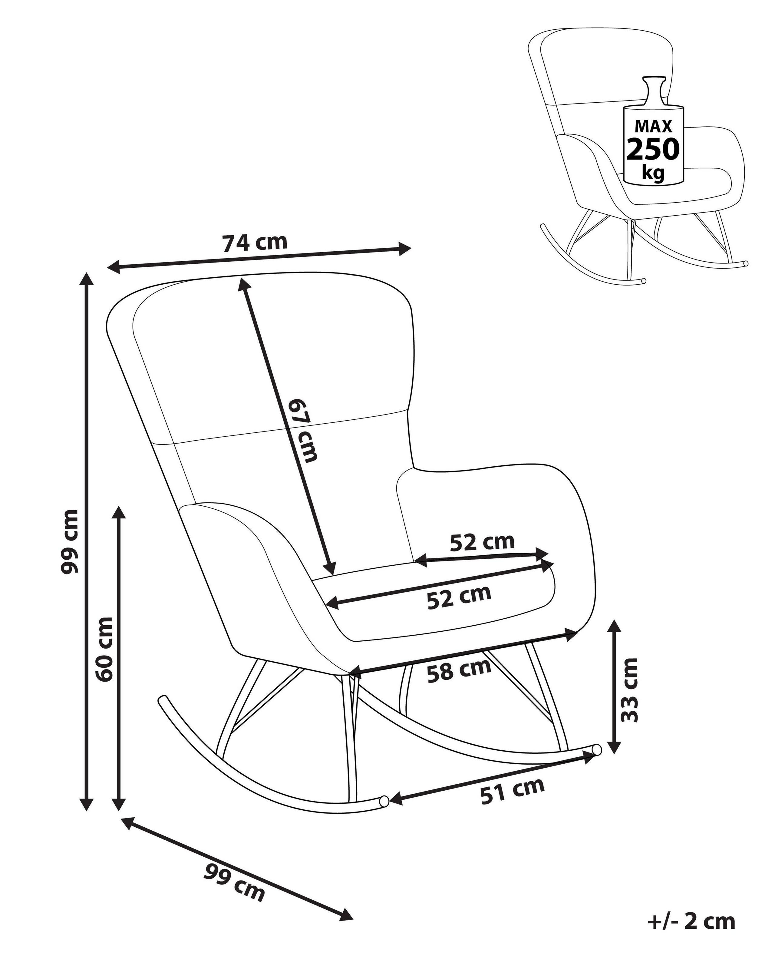 Beliani Fauteuil à bascule en Bouclé Rétro ANASET  