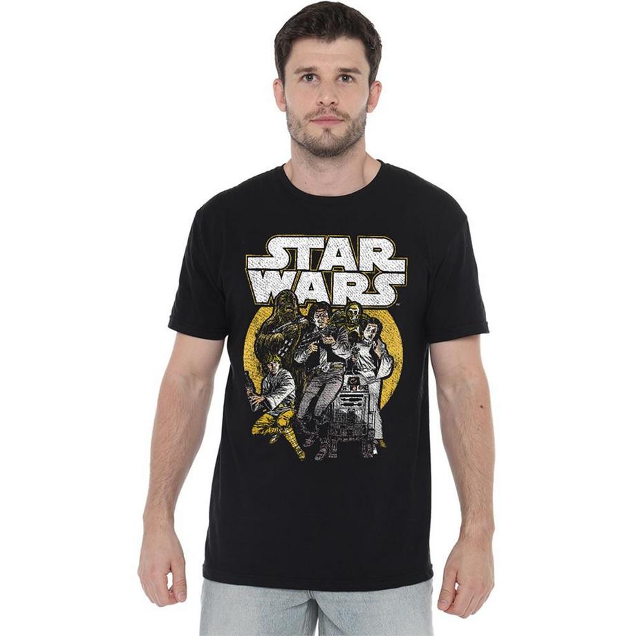 STAR WARS Maglietta Stampa Grafica Gruppo Retro  